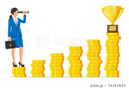 Businesswoman looking in spyglass Businesswoman looking in spyglass 74161634