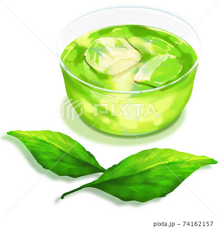 緑茶と茶葉_影付き 74162157