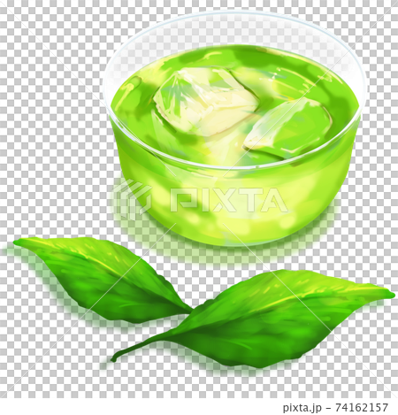 緑茶と茶葉_影付き 74162157