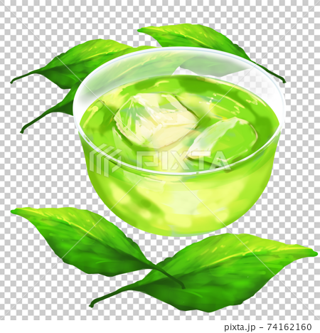 茶葉と緑茶のイラスト素材