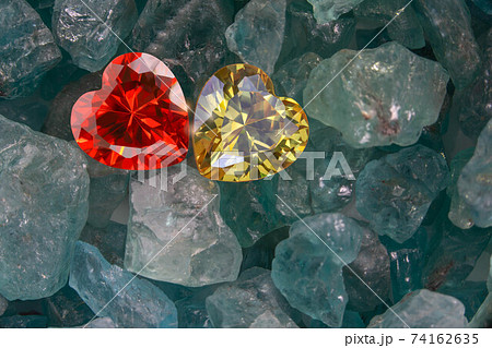 Red and Yellow heart shape diamonds Red and Yellow heart shape diamonds 74162635