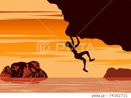 silhouette design of man climbing cliff silhouette design of man climbing cliff 74162711