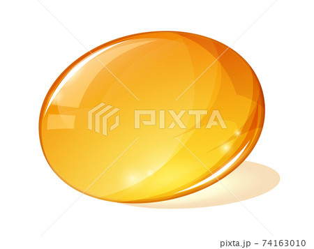 サプリメントのイラスト_黄色いソフトカプセル1個 サプリメントのイラスト_黄色いソフトカプセル1個 74163010