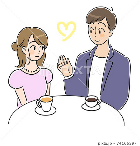 楽しそうに会話をする男女のイラスト素材