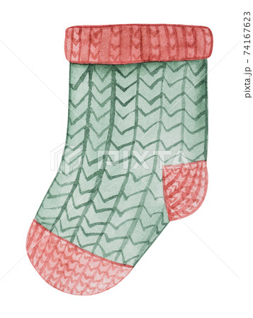 Drawing winter clothes and things. Beautiful card 74167623