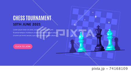 Chess Tournament Banner Template, Flat Vector Illustration 74168109