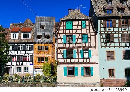 Charming half timbered houses of old town in Strasbourg. France 74168949