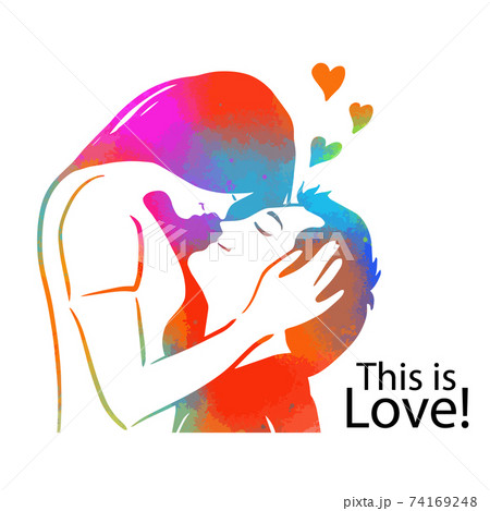 Lovers hug. Happy Valentine's Day. T-shirt print. Vector illustration Lovers hug. Happy Valentine's Day. T-shirt print. Vector illustration 74169248
