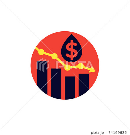 oil price drop round icon 74169626