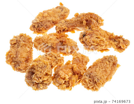 several roasted spicy chicken wings cut out 74169673