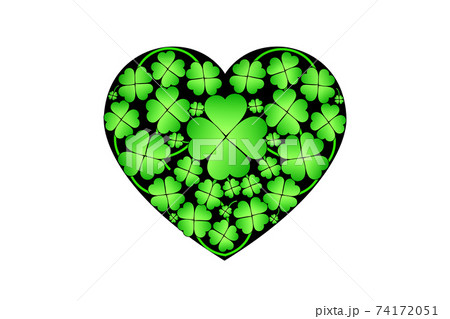 四葉のクローバーとハートのイラスト素材 [74172051] - PIXTA