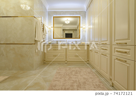 Modern luxury beige and golden bathroom Modern luxury beige and golden bathroom 74172121