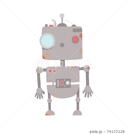 Retro robot vintage toys. Vector illustration in flat style design isolated on and white background 74172126