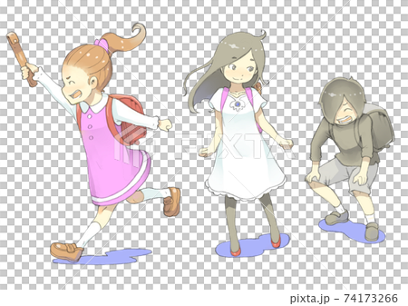 三個小學生上下學 三個小學生上下學 74173266