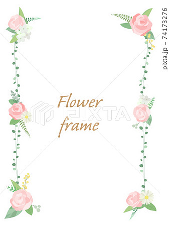 バラのフレームイラスト 招待状やカードのテンプレート 白背景 ベクター 切り抜き のイラスト素材