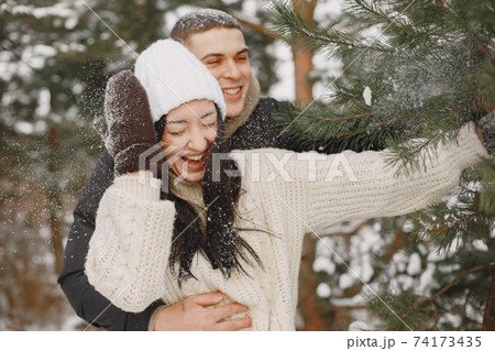 Winter snow couple love story 74173435
