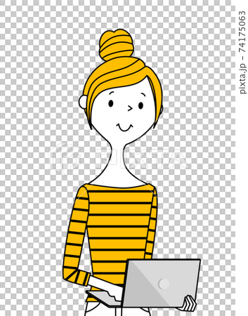 若い女性　ママ　ノートPC 74175063