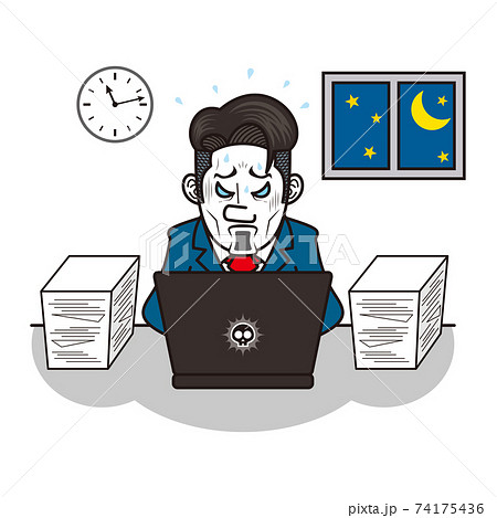 サービス残業で疲弊するビジネスマン サービス残業で疲弊するビジネスマン 74175436