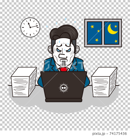 サービス残業で疲弊するビジネスマン サービス残業で疲弊するビジネスマン 74175436
