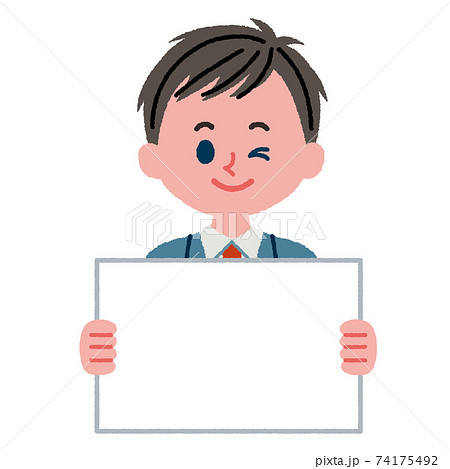 フリップボードを持っている男子学生のイラスト素材 74175492