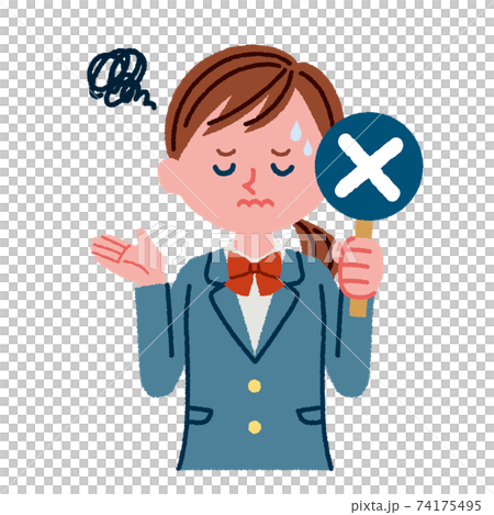 拿著十字標記的一名女學生的插圖素材 74175495