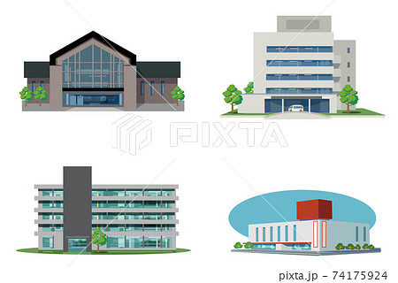 建物セット-文化財収納センター-病院-市役所-百貨店 74175924