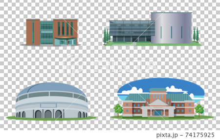 建物セット-図書館-多目的ホール-全天候対応ドーム-ミュージアム 74175925