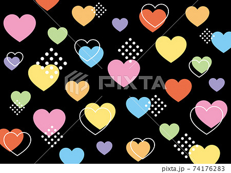 Colorful Heart Pattern Background Black Background Stock Illustration