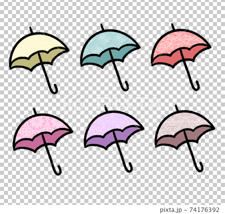レース模様の傘のイラスト素材セット 74176392