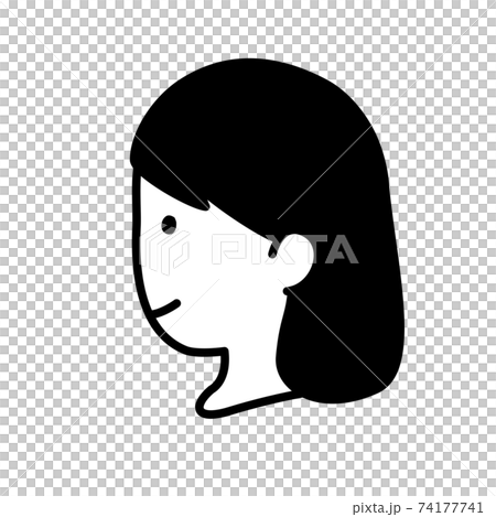 女性のイラストアイコン 横顔 のイラスト素材