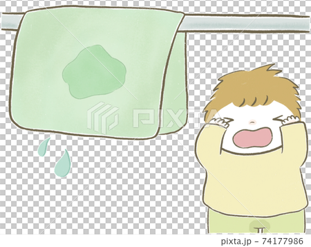 おねしょをして大泣きする男の子 74177986