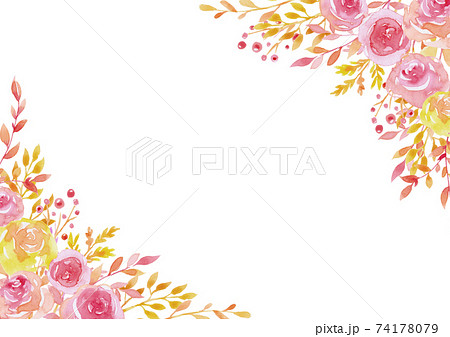 赤と黄色のバラの飾り枠のイラスト素材