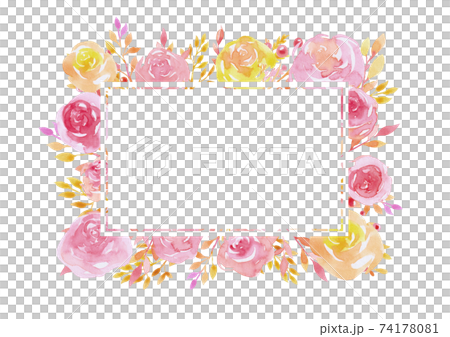 Red and yellow rose decoration frame Red and yellow rose decoration frame 74178081