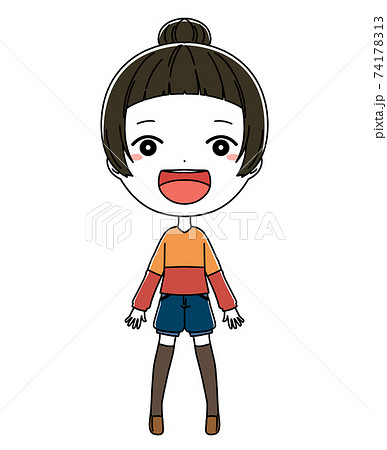 笑顔のかわいい女の子の全身イラスト 笑顔のかわいい女の子の全身イラスト 74178313