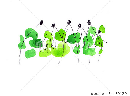 透明水彩 水彩画 人々 74180129