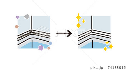 お風呂 Before After カビ 浴槽 コーキング のイラスト素材