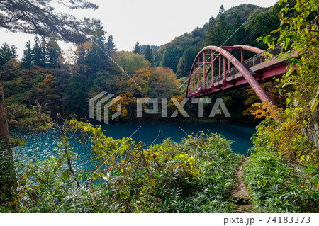 群馬県 秋 中之条ダム 四万湖 竹井橋 群馬県 秋 中之条ダム 四万湖 竹井橋 74183373