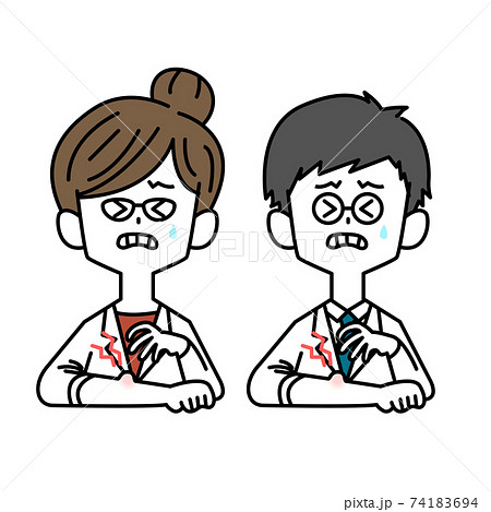 虫刺されのかゆみに耐える医師男女のイラスト素材
