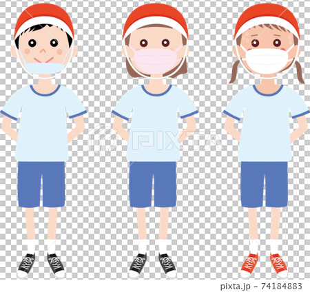 マスクを着ける小学生 74184883
