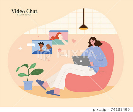 Keep In Touch Via Video Callのイラスト素材