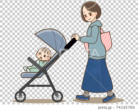 女人推嬰兒車母親 女人推嬰兒車母親 74185769