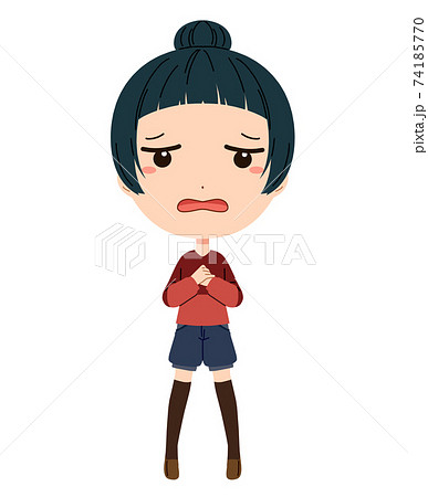 困ったような表情の女の子の全身イラストのイラスト素材 困ったような表情の女の子の全身イラストのイラスト素材