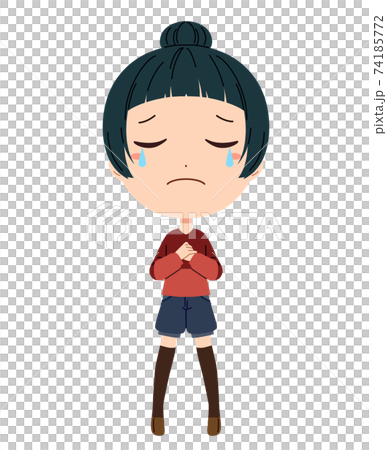 一個哭泣的女孩的全身插圖 一個哭泣的女孩的全身插圖 74185772