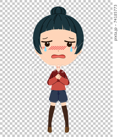 一個哭泣的女孩的全身插圖 一個哭泣的女孩的全身插圖 74185773