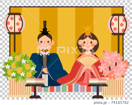 Hinamatsuri with decorations for inner back and chicks 74185782