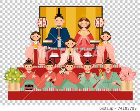 Hinamatsuri Hina doll with three-tiered decoration 74185789