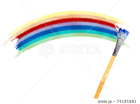 絵筆と虹のペイント 水彩イラストのイラスト素材