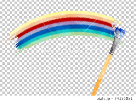 絵筆と虹のペイント　水彩イラスト 74185881