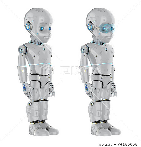 Cute robot with cartoon character 74186008
