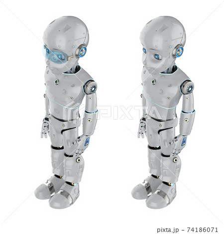 Cute robot with cartoon character 74186071